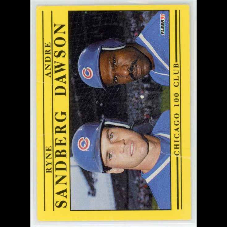 1991 Fleer #713 Ryne Sandberg Andre Dawson Card - front