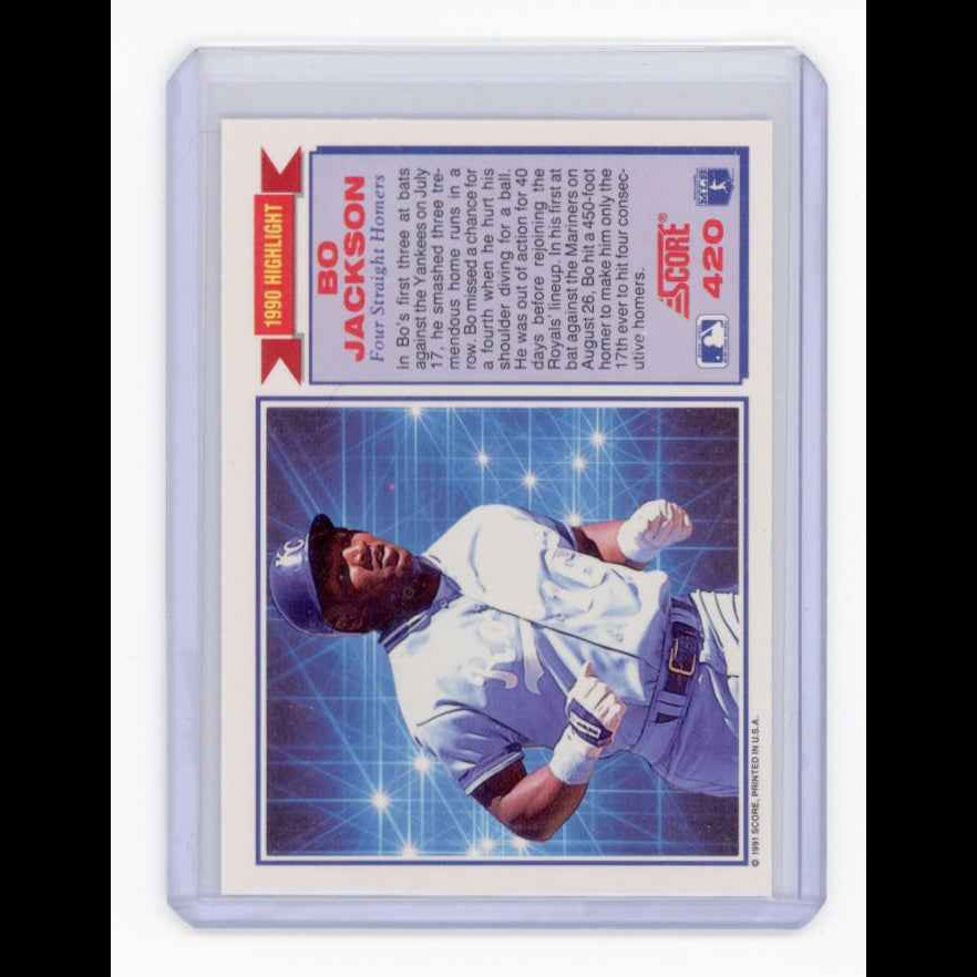 1991 Score #420 Bo Jackson Highlight (HL) Card - back