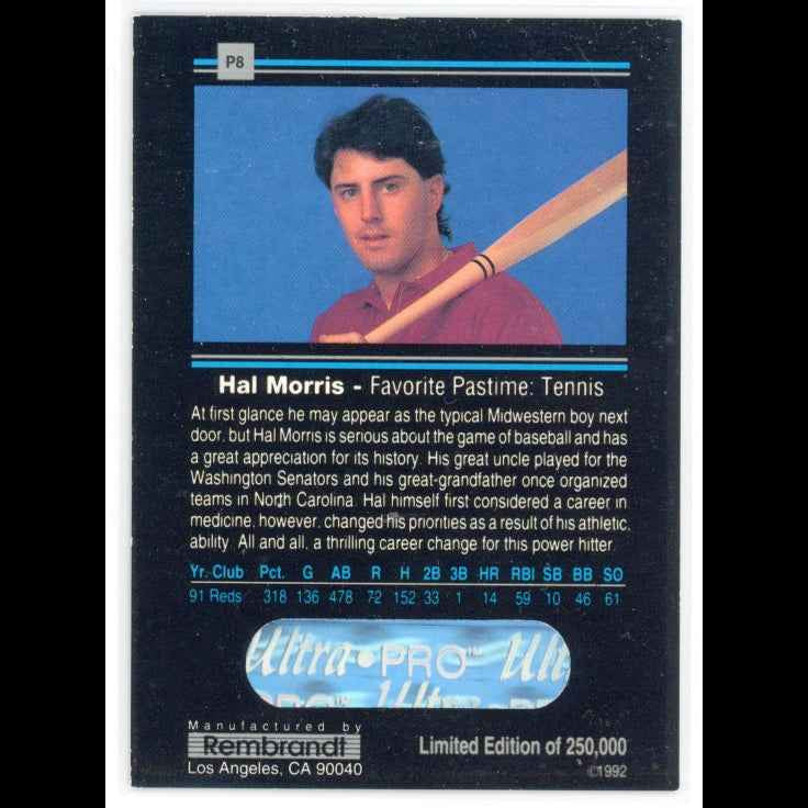 1992 Rembrandt Ultra-Pro Promos #P8 Hal Morris Card - back