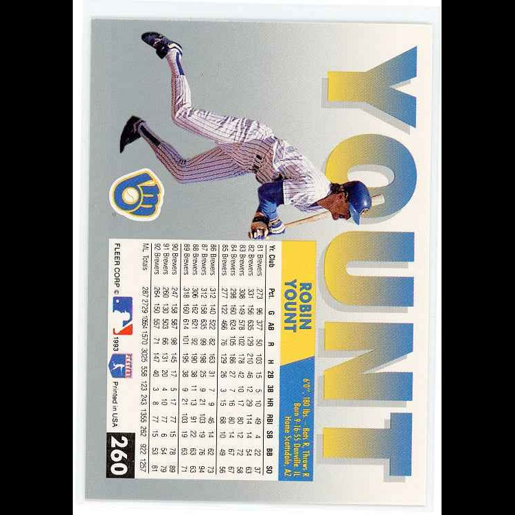 1993 Fleer #260 Robin Yount Card - back