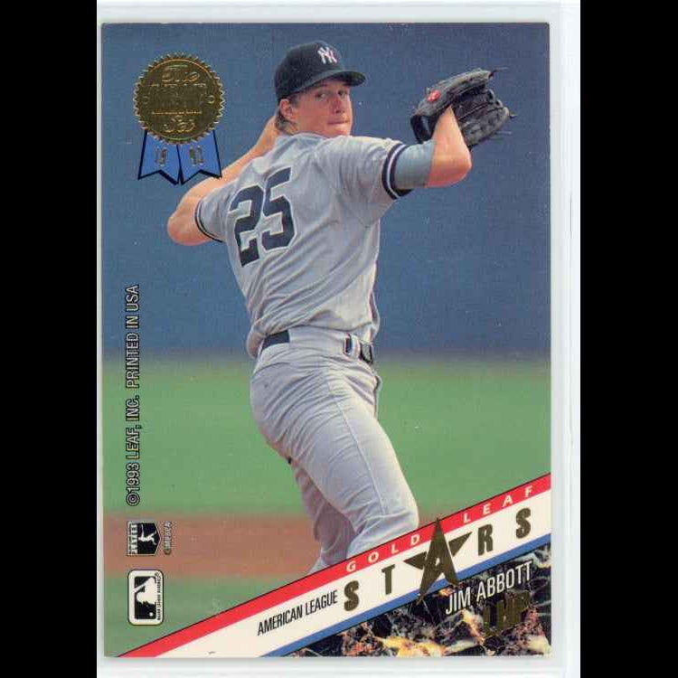 1993 The Leaf Set Gold All-Stars #R18 Jim Abbott Tom Glavine Card - back