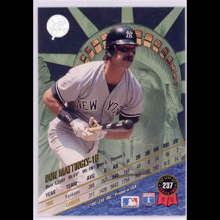 1993 The Leaf Set #237 Don Mattingly Card - back