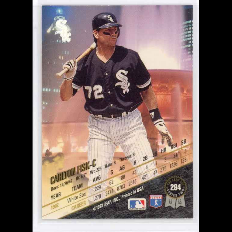 1993 The Leaf Set #284 Carlton Fisk Card - back