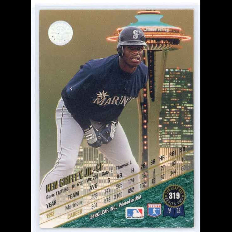 1993 The Leaf Set #319 Ken Griffey Jr Card - back