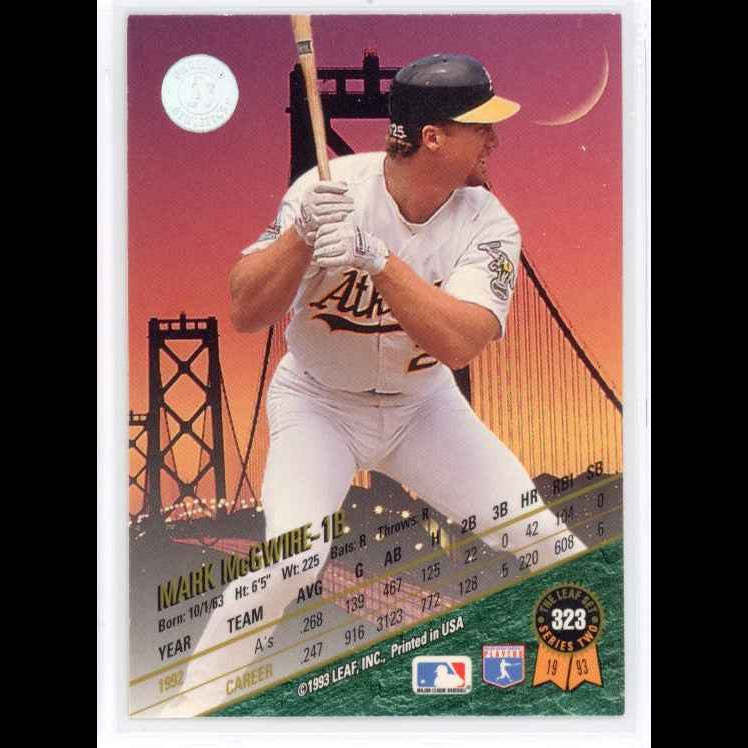 1993 The Leaf Set #323 Mark McGwire Card - back