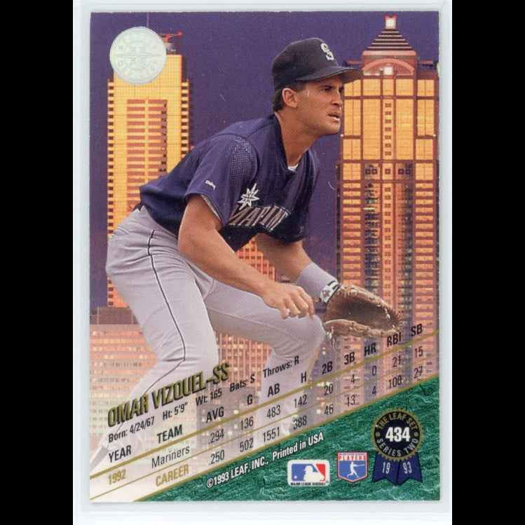 1993 The Leaf Set #434 Omar Vizquel Card - back