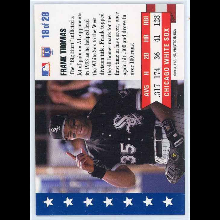 1994 Donruss #18 Frank Thomas MVP Card - back