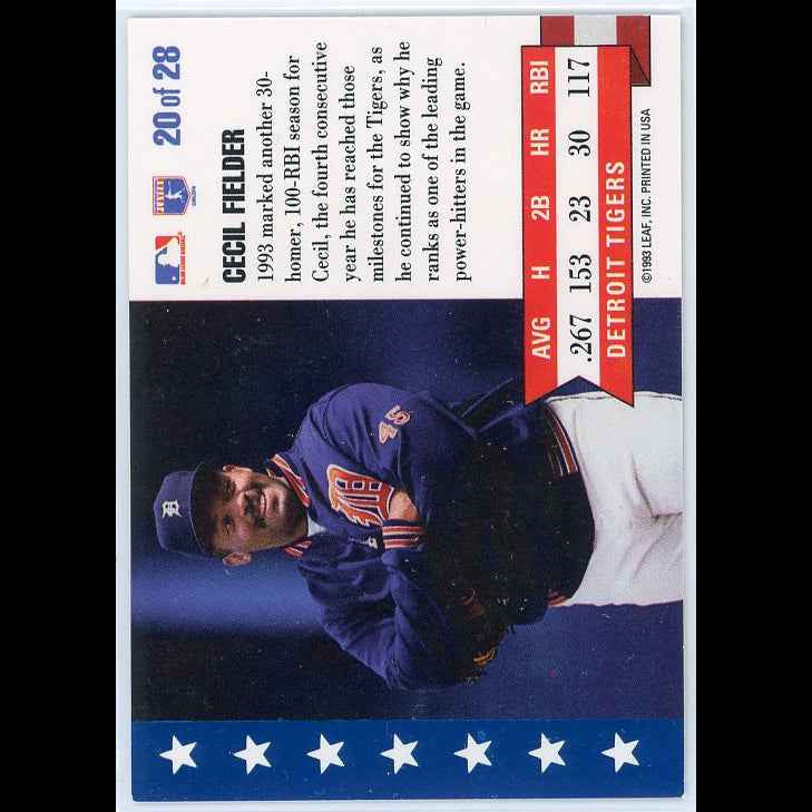 1994 Donruss #20 Cecil Fielder MVP Card - back