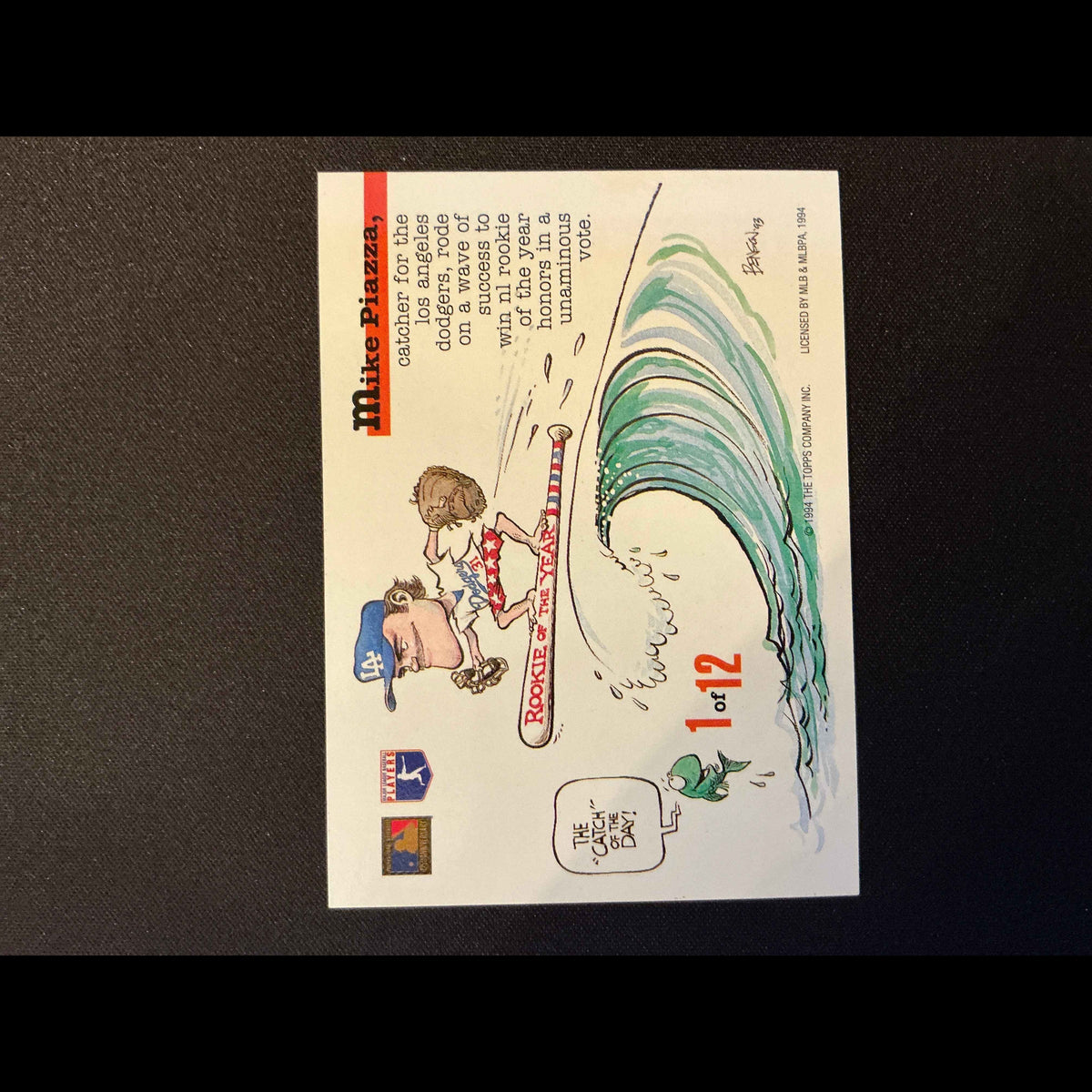 1994 Topps Stadium Club Dugout Dirt #1 Mike Piazza Card - back