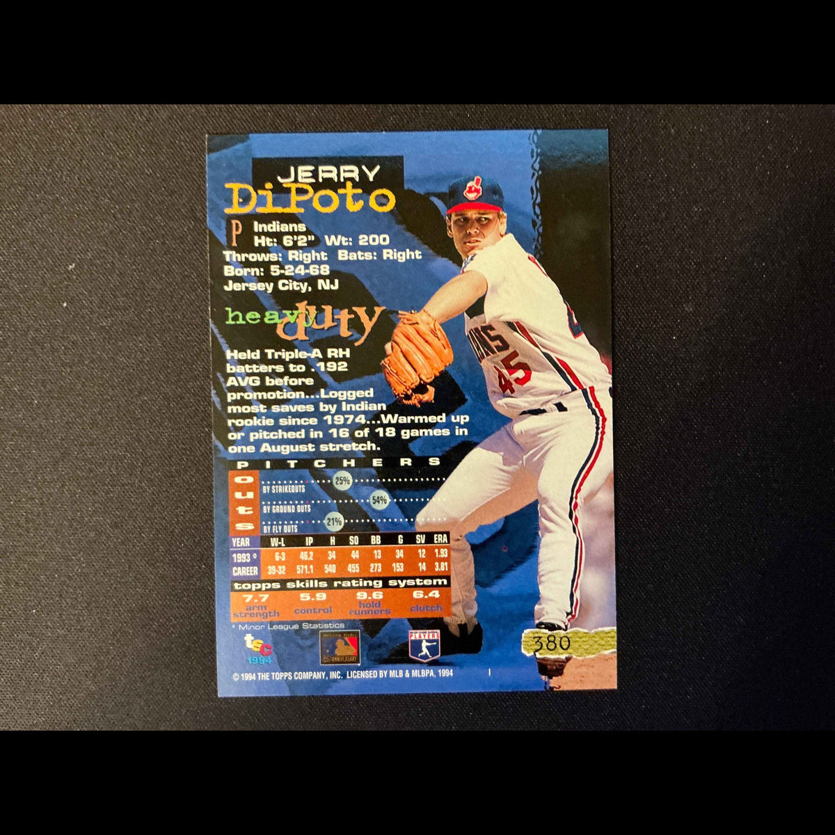1994 Topps Stadium Club Golden Rainbow #380 Jerry DiPoto Card - back