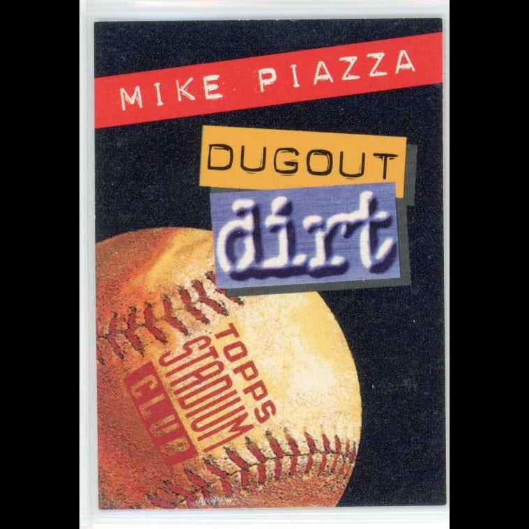 1994 Topps Stadium Club Mike Piazza #5 of 10 Dogout Dirt Info Card - front