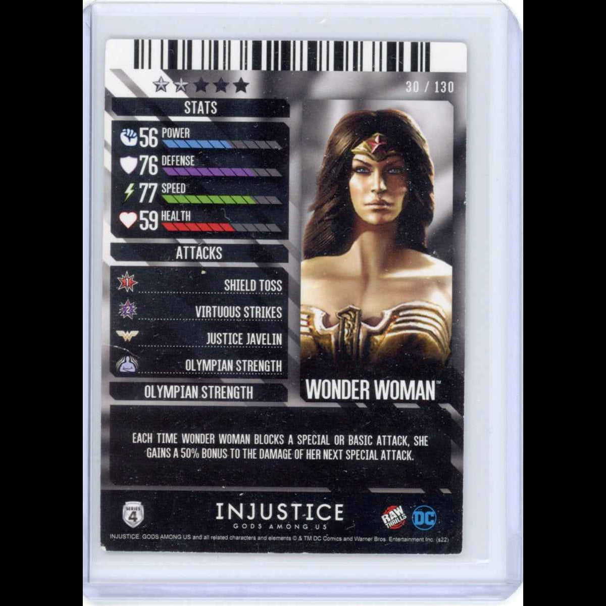 2017 Raw Thrills DC Comics Injustice Gods Among Us #30 Wonder Woman Card - back