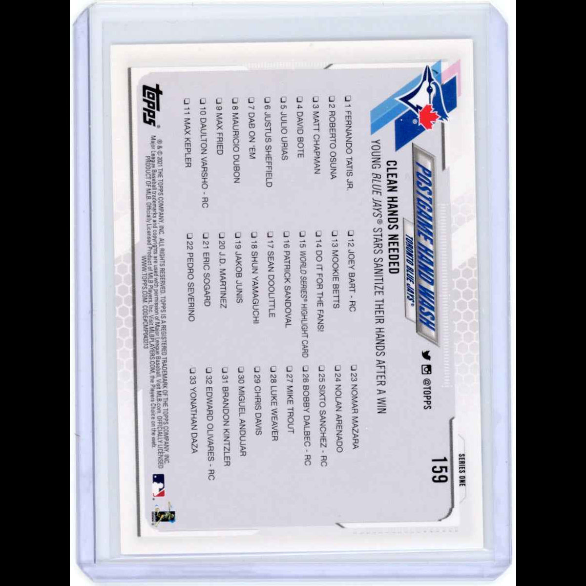 2021 Topps #159 Postgame Hand Wash/Danny Jansen/Vladimir Guerrero Jr Blue Jay Card - view 4