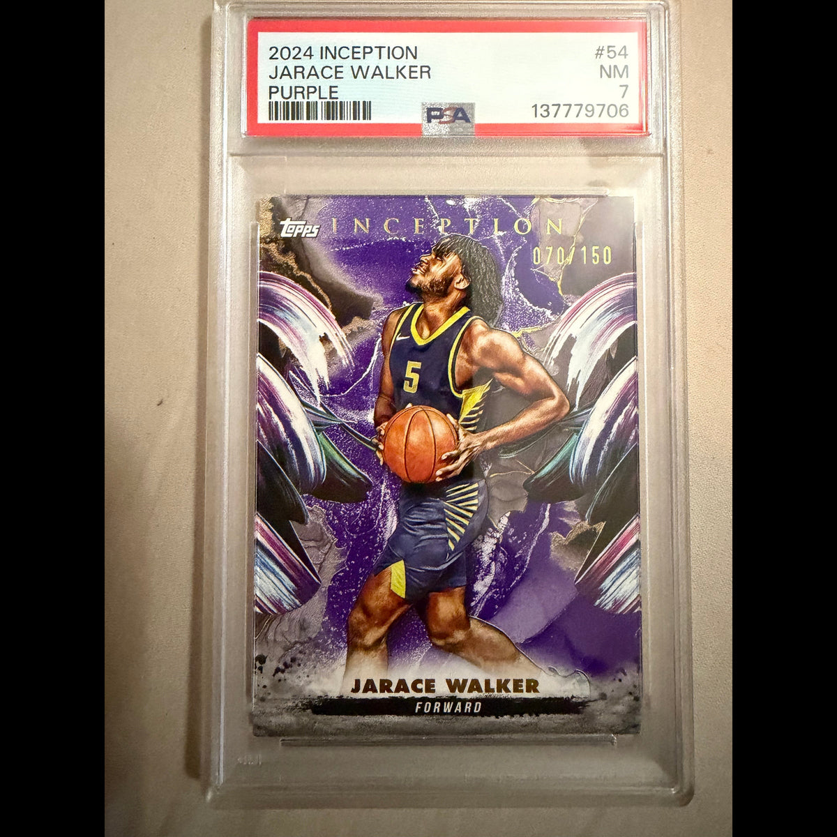 2024-25 Topps Inception #54 Jarace Walker Purple 070/150 PSA 7 Indiana Pacers Card - front