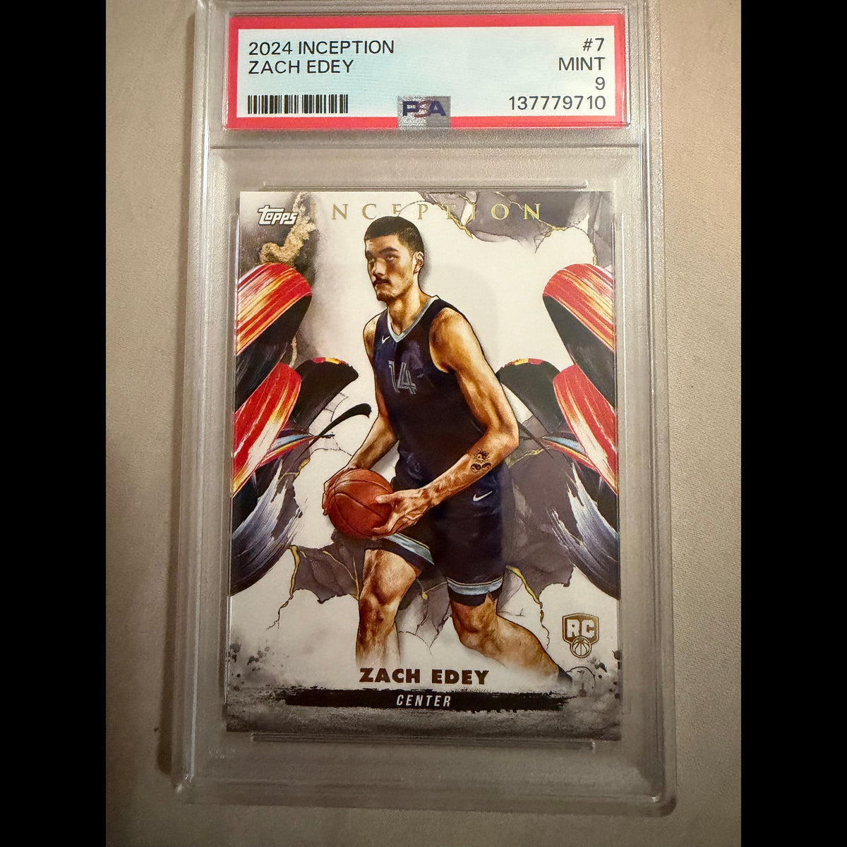 2024-25 Topps Inception #7 Zach Edey PSA 9 Memphis Grizzlies Rookie (RC) Card - front
