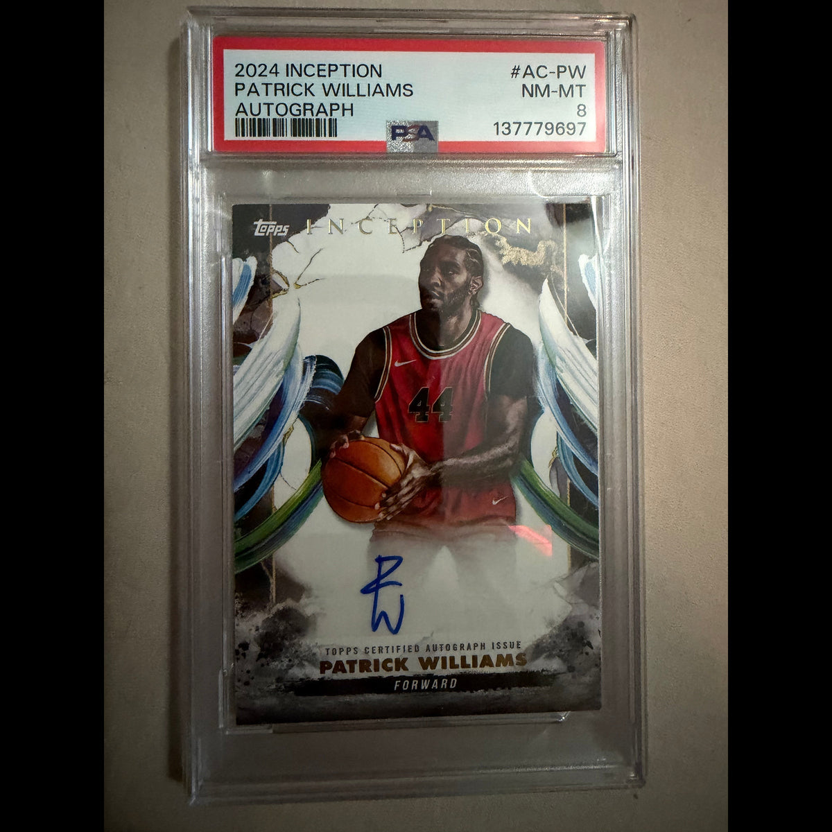 2024-25 Topps Inception #AC-PW Patrick Williams PSA 8 Autograph (AU) Chicago Bulls Card - front