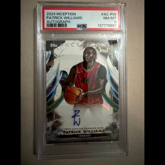 2024-25 Topps Inception #AC-PW Patrick Williams PSA 8 Autograph (AU) Chicago Bulls Card - front