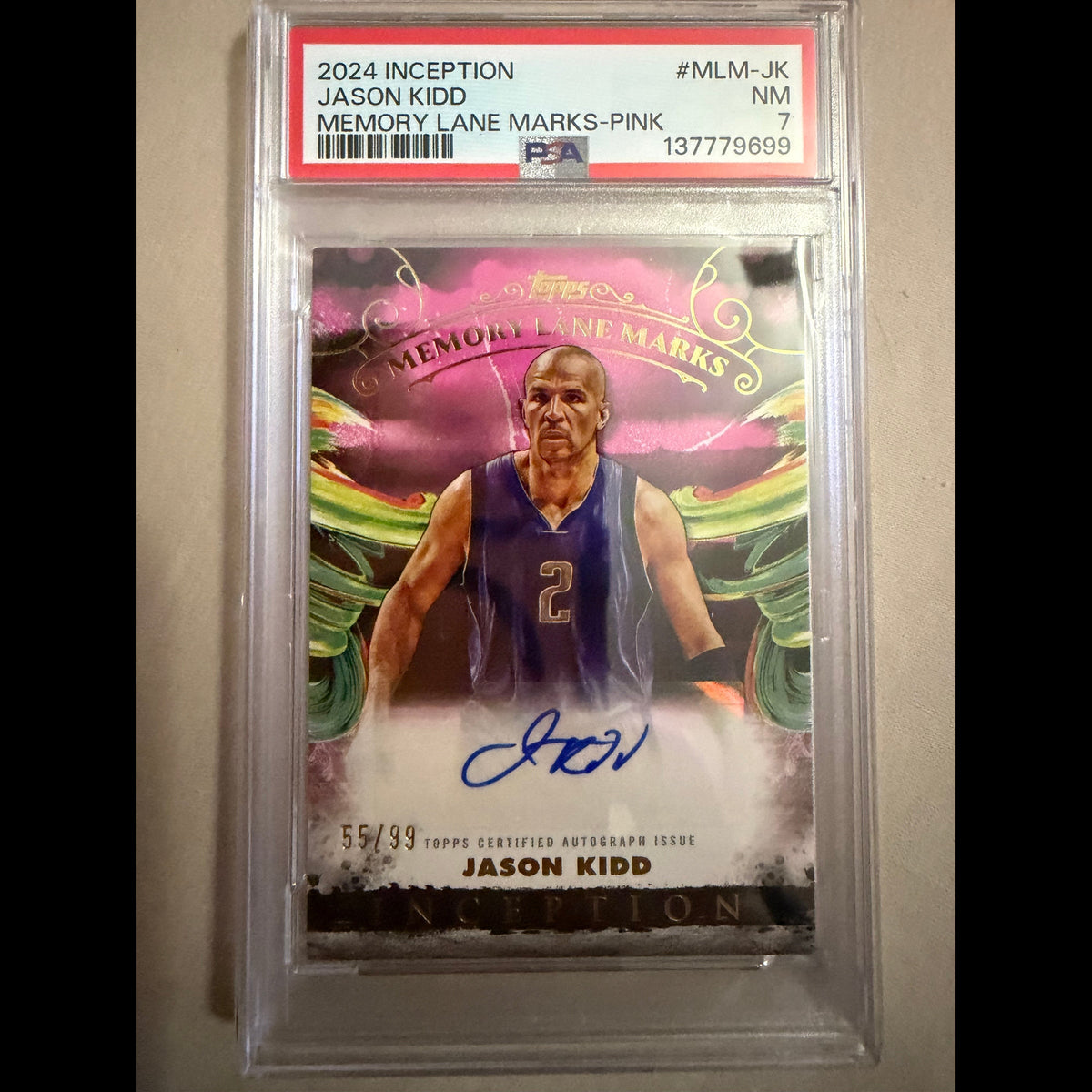 2024-25 Topps Inception #MLMJK Jason Kidd 55/99 Memory Lane Marks Pink PSA 7 Dallas Mavericks Card - front