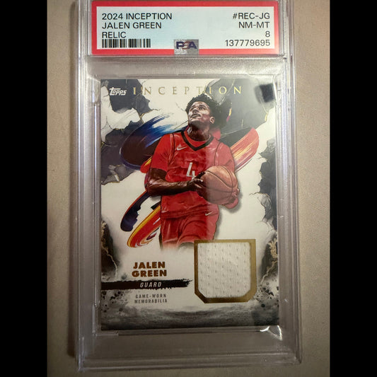 2024-25 Topps Inception #REC-JG Jalen Green PSA 8 #137779695 Relic Near Mint Mint Houston Rockets Card - front