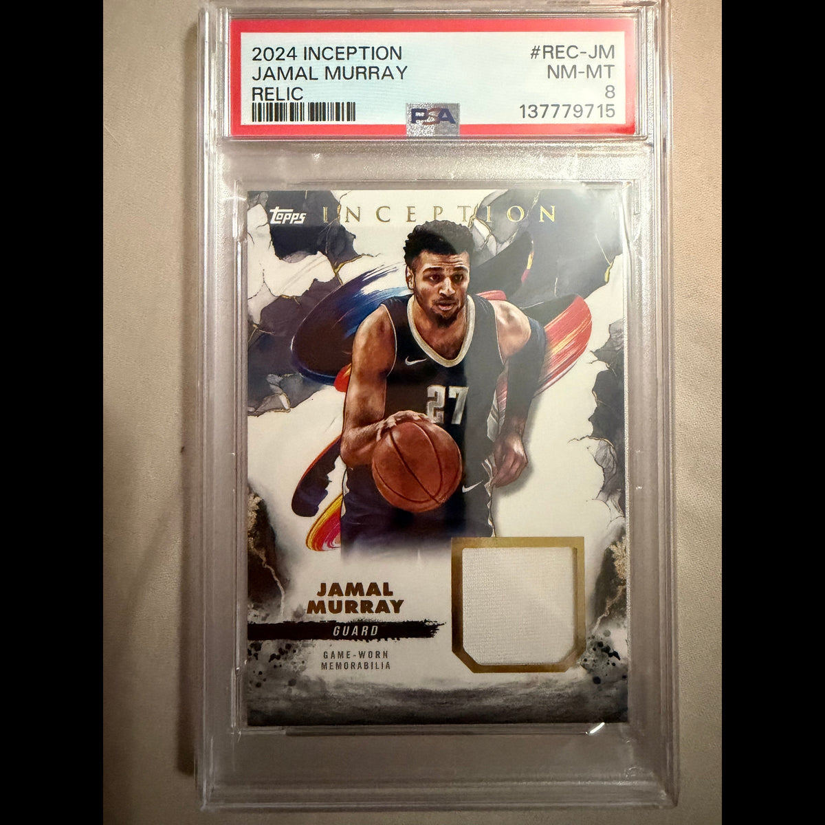 2024-25 Topps Inception #REC-JM Jamal Murray PSA 8 Relic Denver Nuggets Card - front