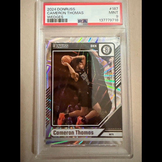 2024 Donruss #187 Cameron Thomas PSA 9.0 Mint Brooklyn Nets Card - front