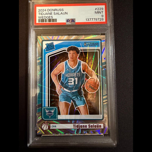 2024 Donruss #229 Tidjane Salaun Wedges PSA 9.0 Mint Charlotte Hornets Rookie (RC) Card - front