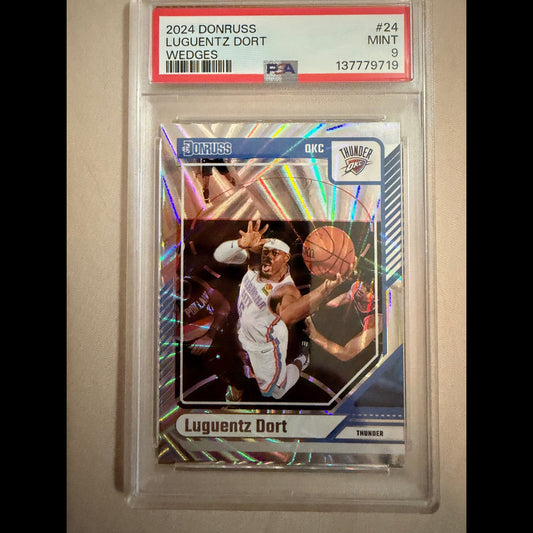 2024 Donruss #24 Luguentz Dort PSA 9.0 Mint Oklahoma City Thunder Card - front