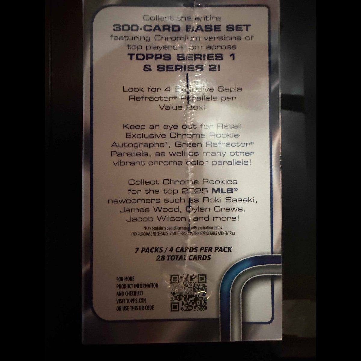 2025 Topps Chrome Baseball Factory Sealed Blaster Box - back