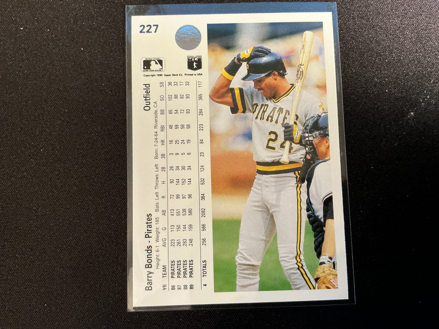 Tarjeta Barry Bonds Upper Deck n.° 227 de 1990