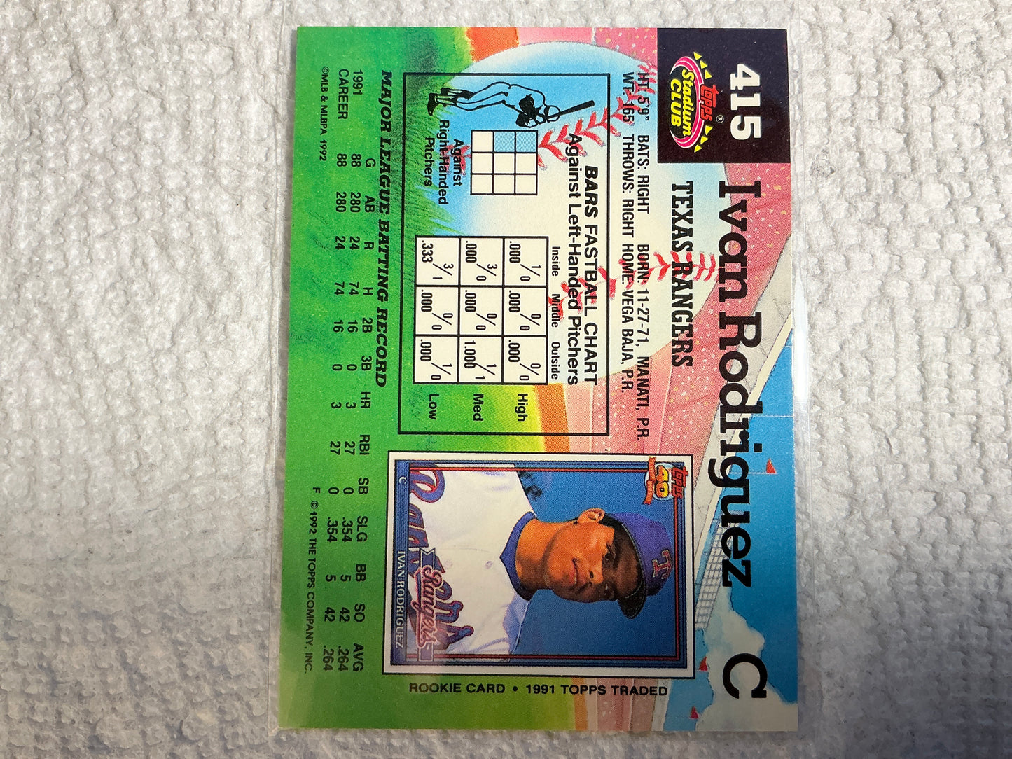 1992 Topps Stadium Club #415 Ivan Rodriguez Card