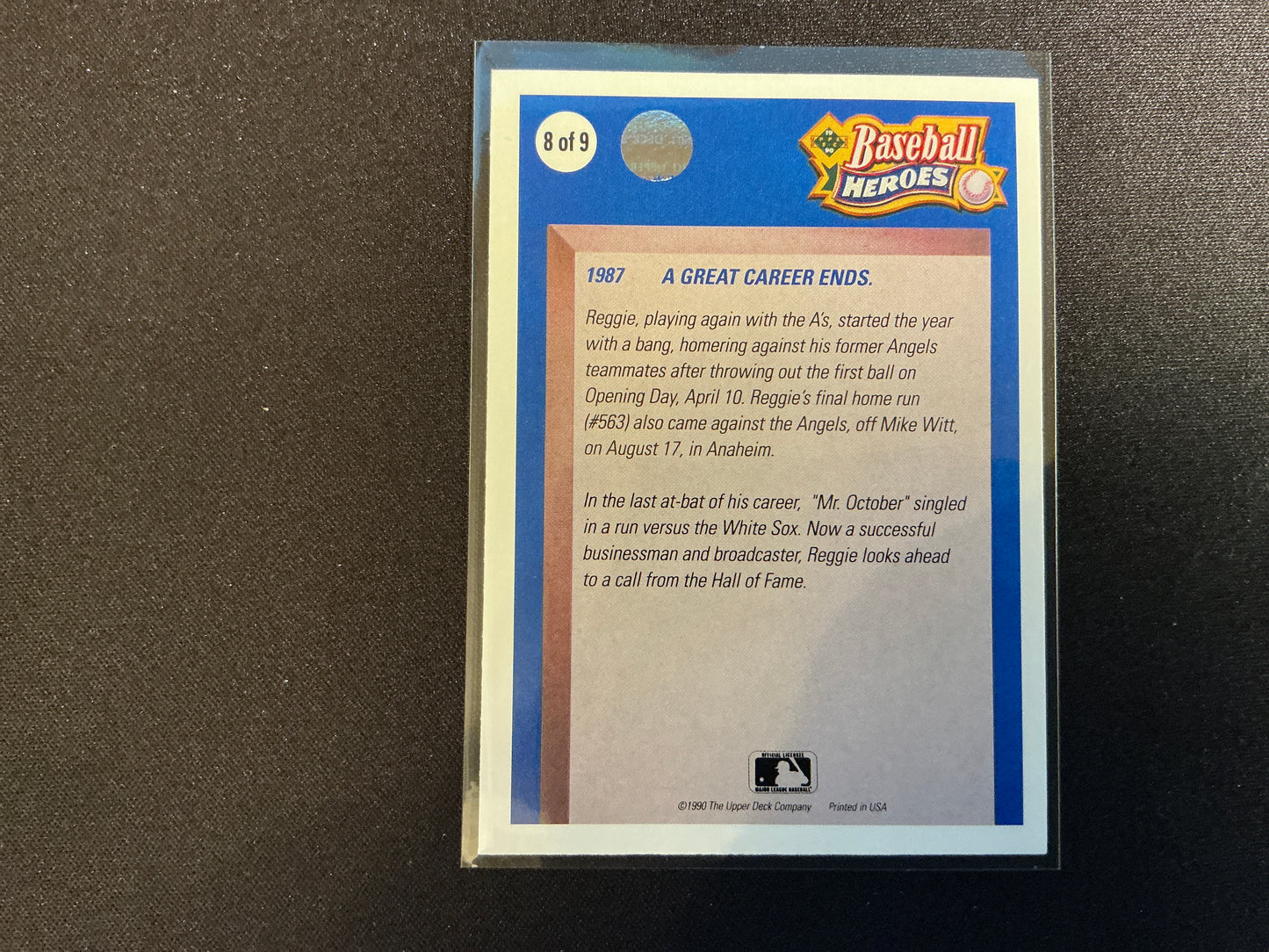 Tarjeta de Reggie Jackson de los Héroes de Upper Deck de 1990