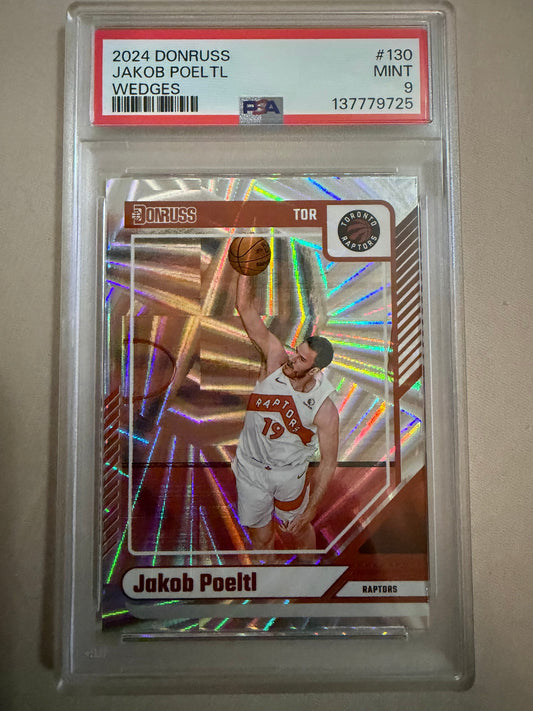 Basketball trading card in protective case with colorful design