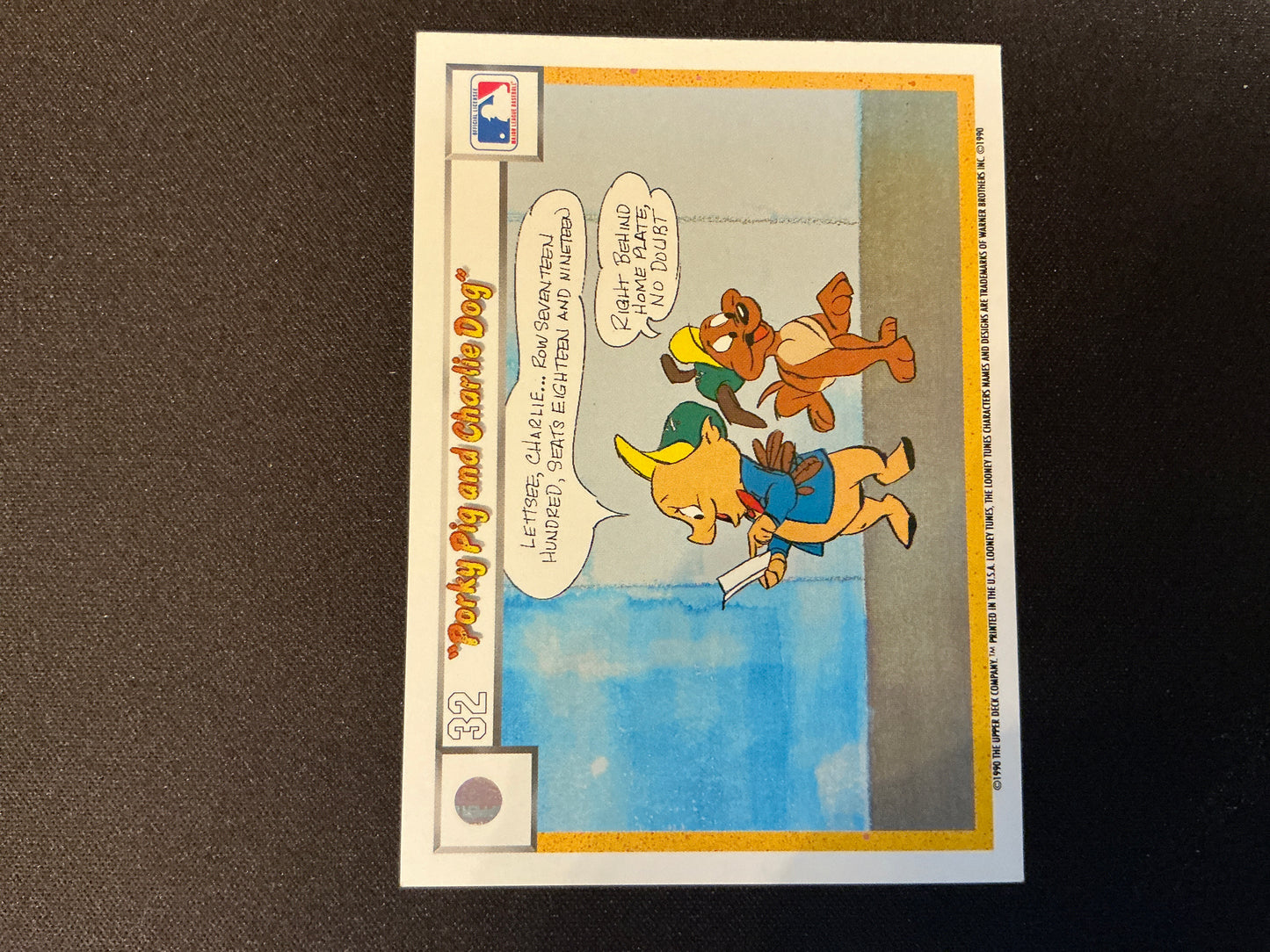 Tarjeta de Porky Pig/Charlie el perro de Upper Deck Comic Ball n.° 23/32 de 1990