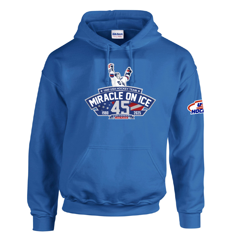 1980 Miracle on Ice 45th Anniversary (1980-2025) Hoodie - Blue - Scharf Enterprises, LLC