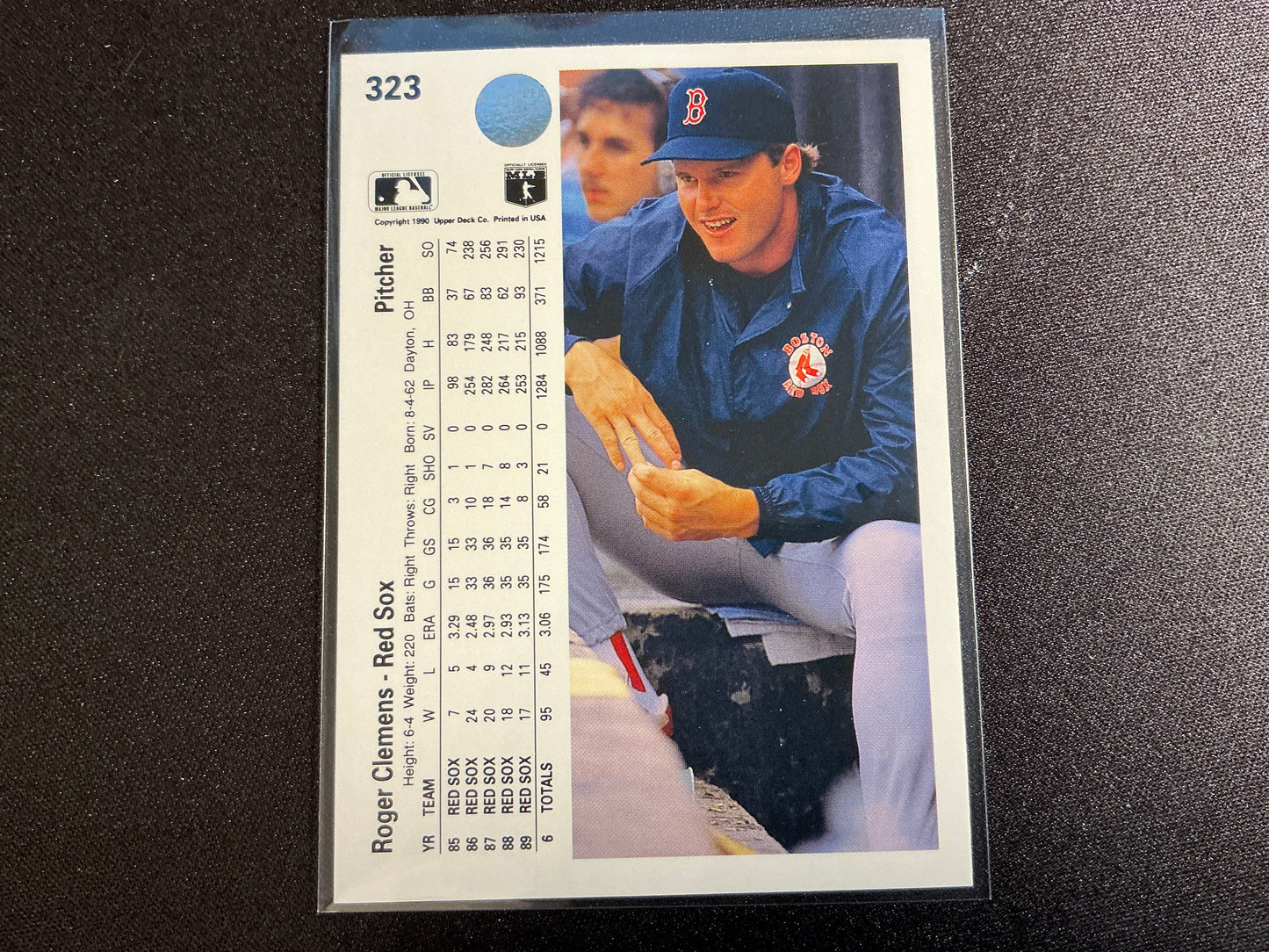 Tarjeta de Roger Clemens n.° 323 de Upper Deck de 1990