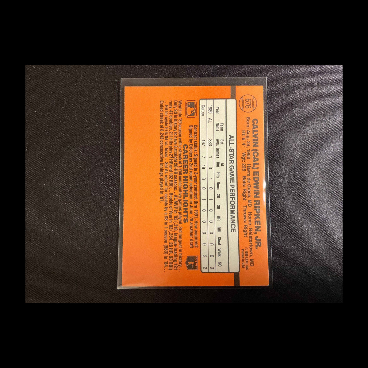 1990 Donruss #676 Cal Ripken All Star Card - view 4