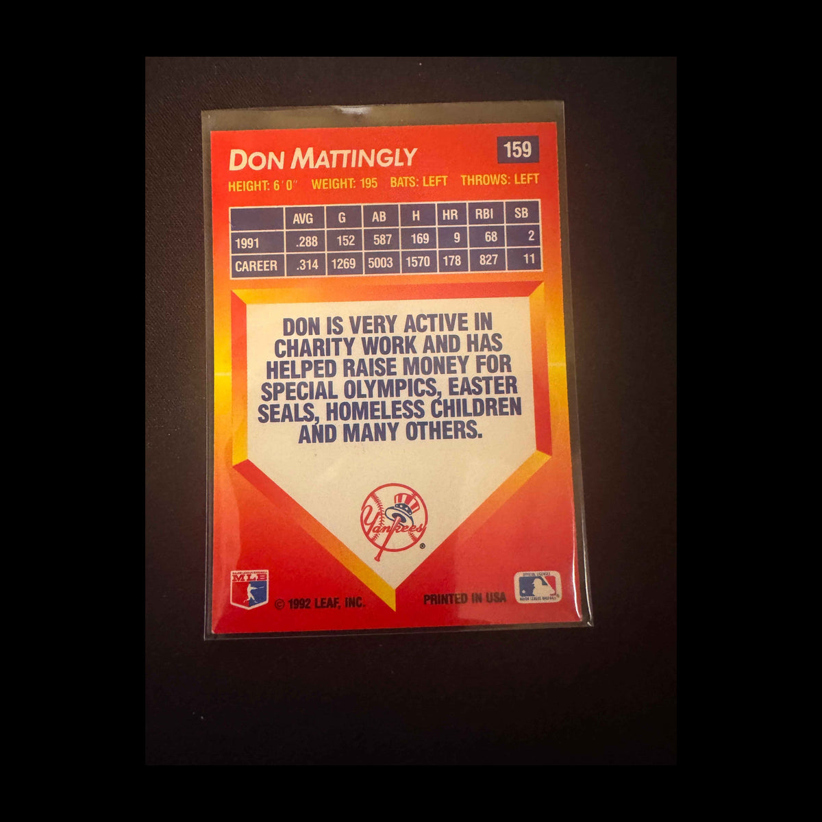 1992 Donruss Triple Play #159 Don Mattingly Card - view 4