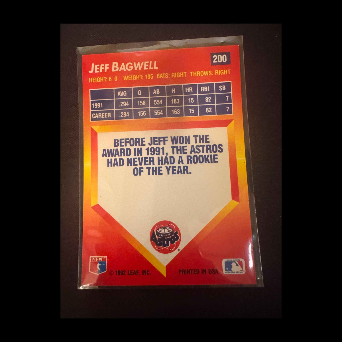 1992 Donruss Triple Play #200 Jeff Bagwell Card - view 4