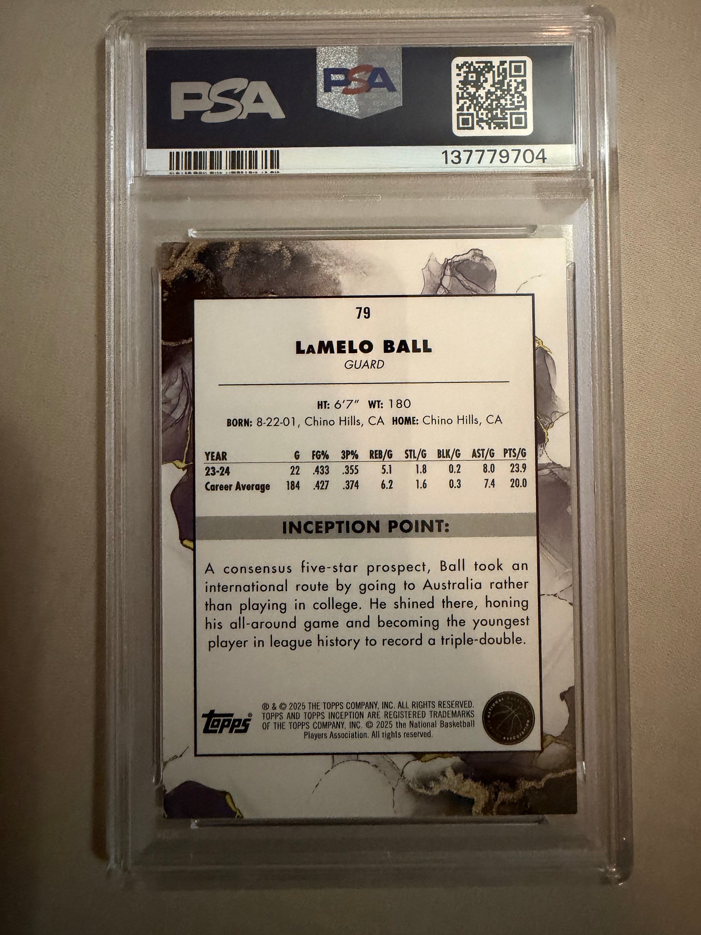 2024-25 Topps Inception #79 LaMelo Ball PSA 8.5 NM-MT+ Charlotte Hornets Card