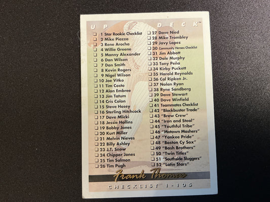 1993 Upper Deck #105 Frank Thomas CL Card