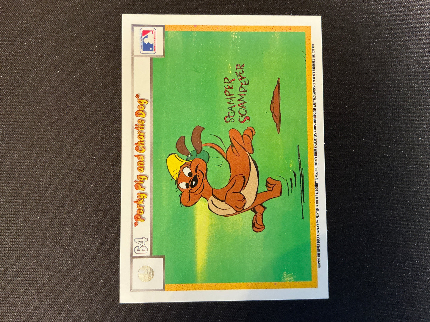 Tarjeta de Porky Pig/Charlie el perro de Upper Deck Comic Ball n.° 61/64 de 1990