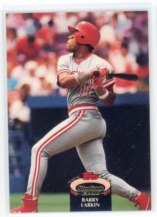 Tarjeta Barry Larkin n.° 100 del Topps Stadium Club de 1992