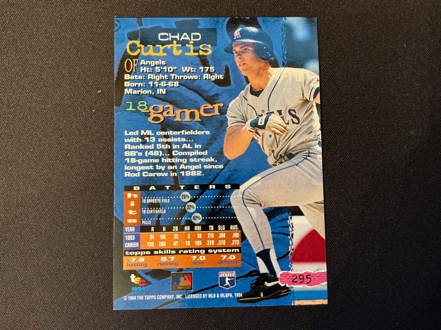 1994 Topps Stadium Club Golden Rainbow #295 Chad Curtis Card