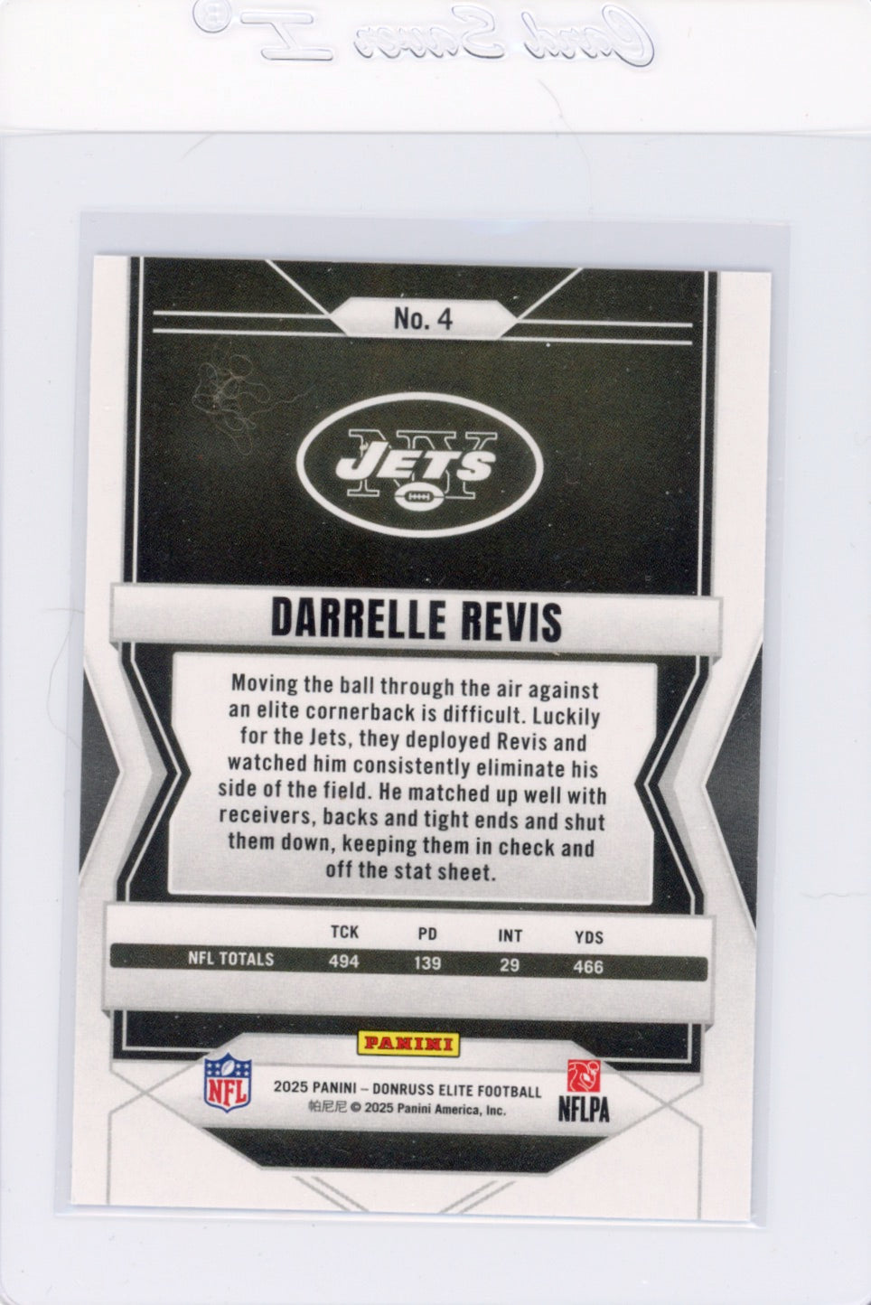 2025 Elite #4 Darrelle Revis New York Jets Card