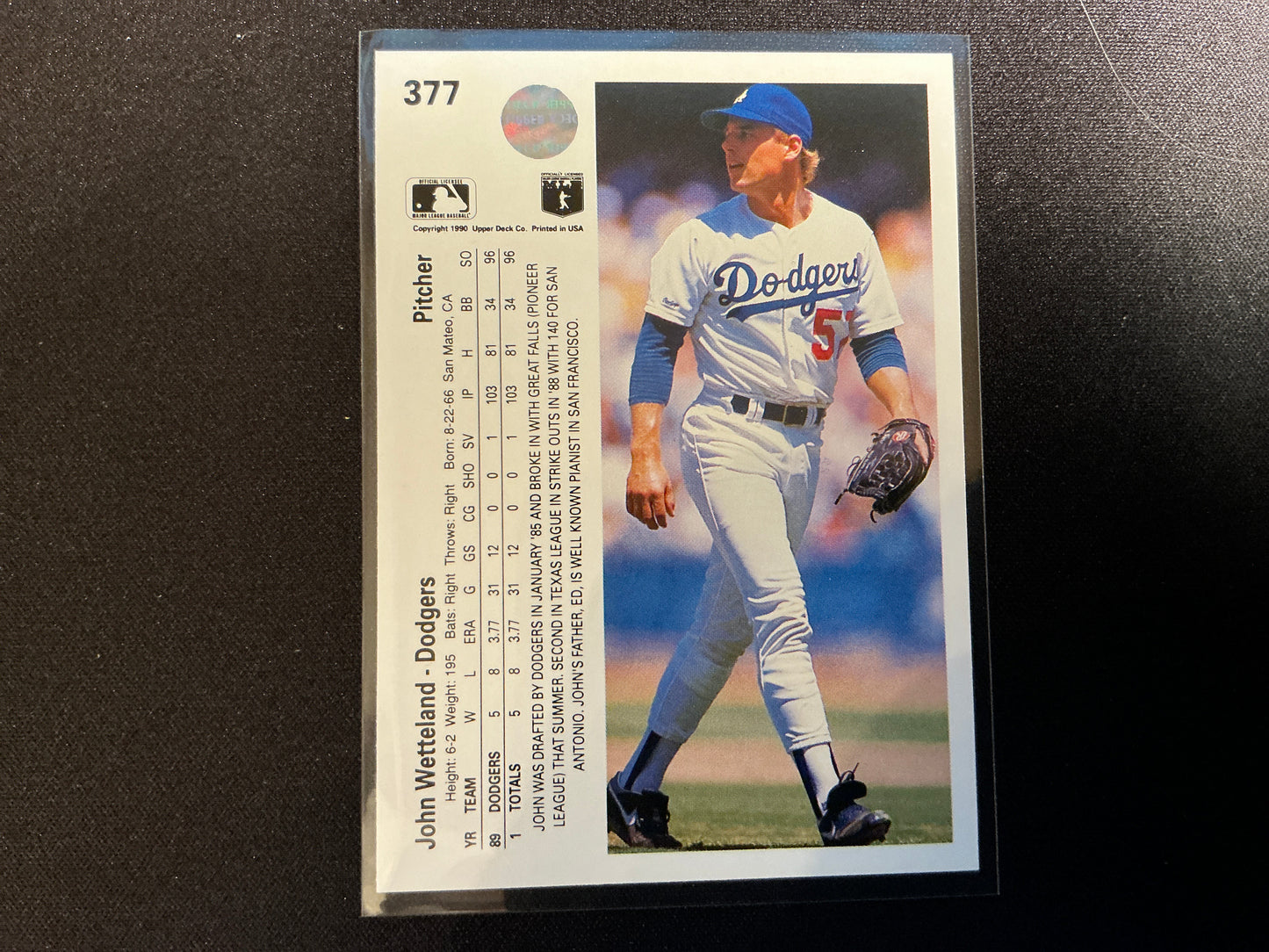 Tarjeta de John Wetteland, Upper Deck n.° 377, 1990