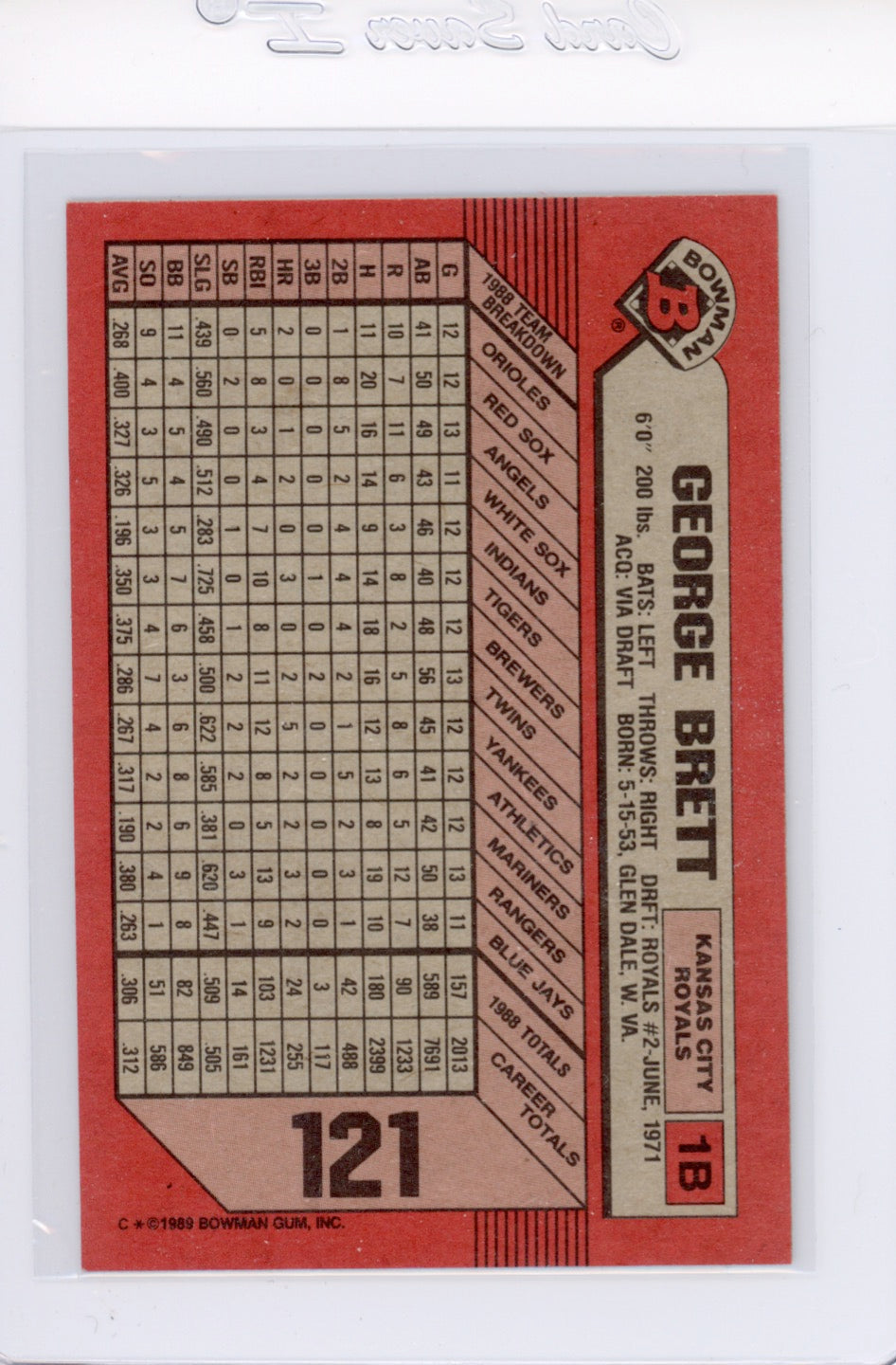 Tarjeta Bowman #426 de Barry Bonds de 1989