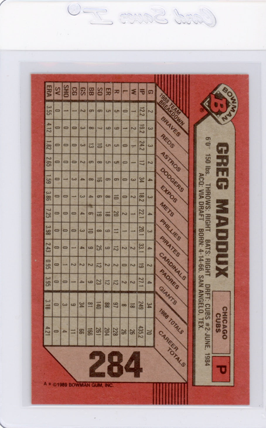 Tarjeta Bowman #426 de Barry Bonds de 1989
