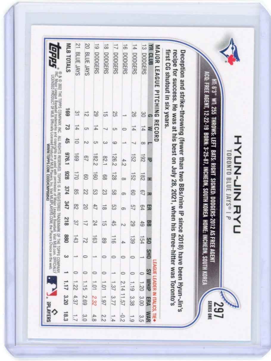 2022 Topps #297 Hyun-Jin Blue Jays Card
