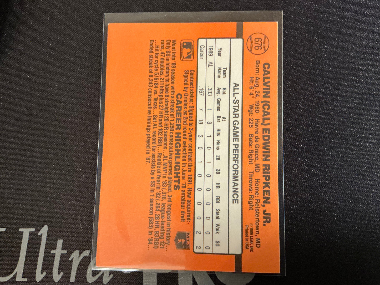 1990 Donruss #676 Cal Ripken All Star Card