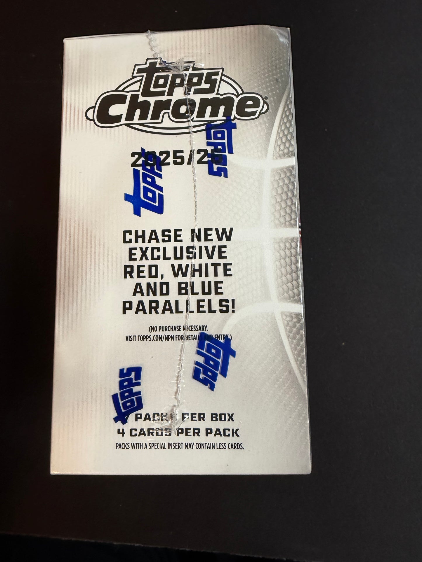 2025-26 Topps Chrome Basketball Blaster Boxes with up to 28 cards and chase Red, White, and Blue Parallels